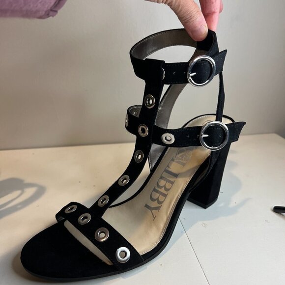 Like New Sam & Libby Evita Grommet Double Strap Chunky Heel, Size 9 - Picture 4 of 12